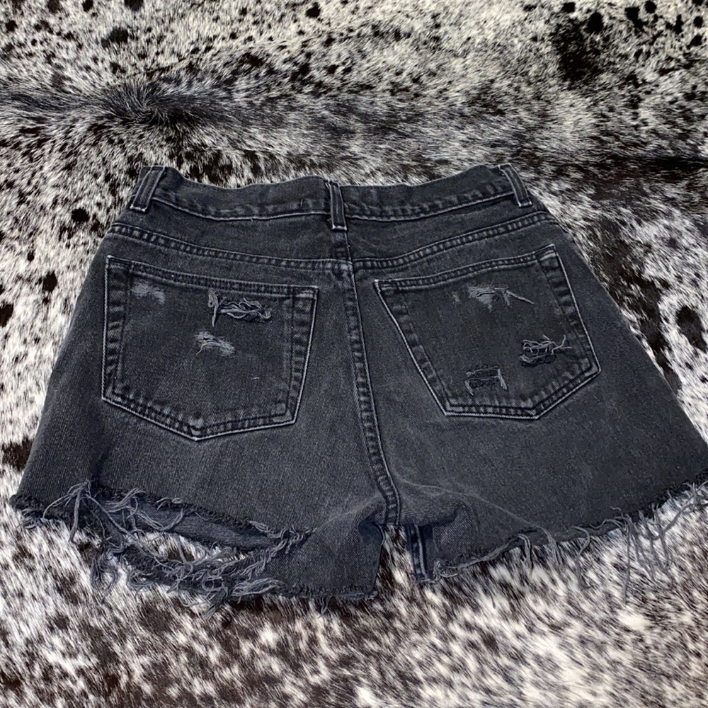 Vintage Black Distressed Cut Off Denim Shorts